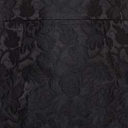 Pre Owned تنورة دولتشي أند غابانا جاكار زهرية سوداء واسعة ميني مقاس صغير جدًا (اكس سمول)