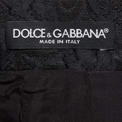 Pre Owned تنورة دولتشي أند غابانا جاكار زهرية سوداء واسعة ميني مقاس صغير جدًا (اكس سمول)