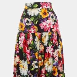 Pre Owned Dolce & Gabbana Multicolor Floral Print Poplin Maxi Fiori Skirt S
