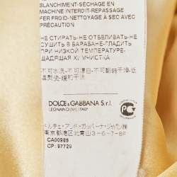 Pre Owned Dolce & Gabbana Yellow Textured Jacquard Pencil Skirt M