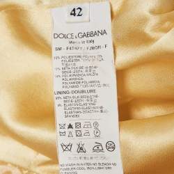 Pre Owned Dolce & Gabbana Yellow Textured Jacquard Pencil Skirt M