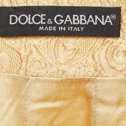 Pre Owned Dolce & Gabbana Yellow Textured Jacquard Pencil Skirt M