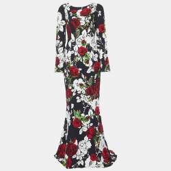 Pre Owned Dolce & Gabbana Black Floral Print Maxi Dress M