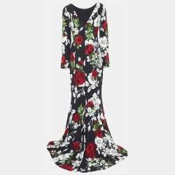 Pre Owned Dolce & Gabbana Black Floral Print Maxi Dress M