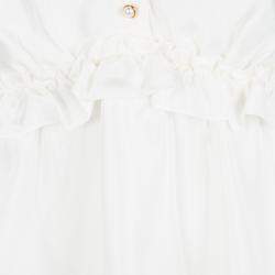 Pre Owned Dolce & Gabbana Cream Silk Ruffle Trim Sleeveless Top M