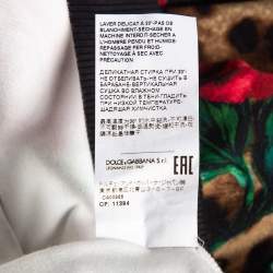 Pre Owned Dolce & Gabbana Brown Rose and Leopard Print Jersey Sweatshirt S