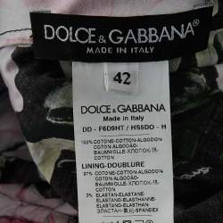 Pre Owned Dolce & Gabbana Black Floral Print Cotton Ruffled Off-Shoulder Dress M