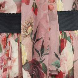 Dolce & Gabbana Pink Floral Print Chiffon Silk Skirt Set S/M