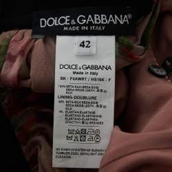 Dolce & Gabbana Pink Floral Print Chiffon Silk Skirt Set S/M