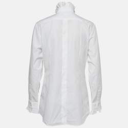 Pre Owned Dolce & Gabbana White Poplin Ruffled Shirt S