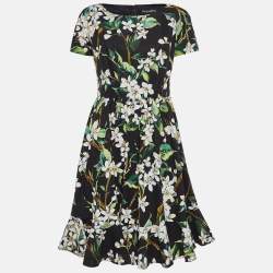 Pre Owned Dolce & Gabbana Black Floral Print Short Dress M