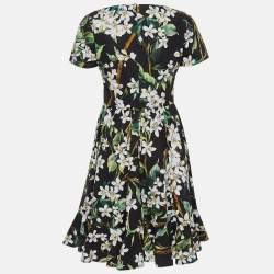 Pre Owned Dolce & Gabbana Black Floral Print Short Dress M