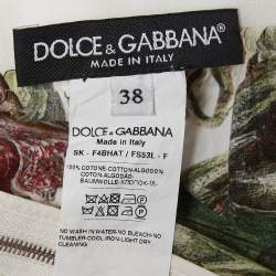 Pre Owned Dolce & Gabbana White Fig Printed Cotton A-Line Maxi Skirt S