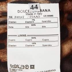 مملوكة مسبقًا Dolce & Gabbana Brown Leopard Print Stretch Silk Pencil Skirt M