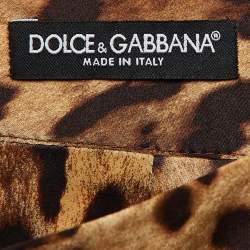 مملوكة مسبقًا Dolce & Gabbana Brown Leopard Print Stretch Silk Pencil Skirt M