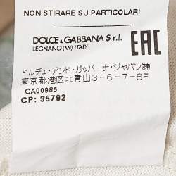 Pre Owned Dolce and Gabbana Beige Jungle Printed & Embroidered Cotton Knit T-Shirt S