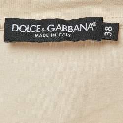 Pre Owned Dolce and Gabbana Beige Jungle Printed & Embroidered Cotton Knit T-Shirt S