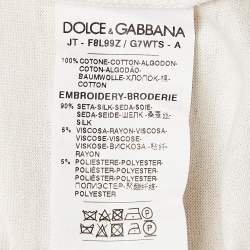 Pre Owned Dolce and Gabbana Beige Jungle Printed & Embroidered Cotton Knit T-Shirt S