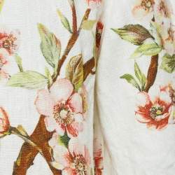 Pre Owned Dolce & Gabbana Off White Floral Print Linen Top S