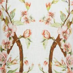 Pre Owned Dolce & Gabbana Off White Floral Print Linen Top S