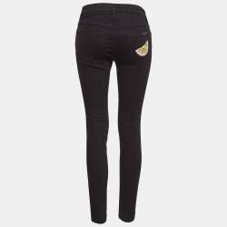 Pre Owned Dolce & Gabbana Black Embroidered Denim Pretty Jeans S Waist 30"