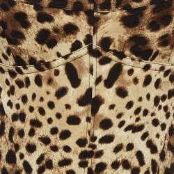 Pre Owned Dolce & Gabbana Brown Leopard Print Silk Blend Corset Strappy Mini Dress M