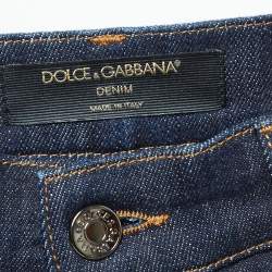 Pre Owned Dolce & Gabbana Navy Blue Denim High Rise Jeans S Waist 26"