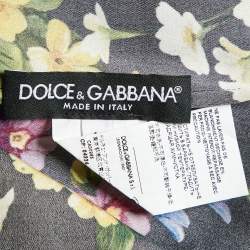 Pre Owned Dolce & Gabbana Black Multicolor Floral Print Neck Tie-Up Shirt M