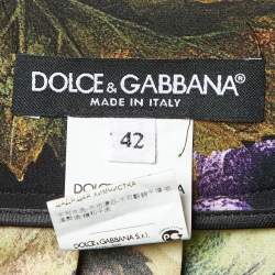 Pre Owned Dolce & Gabbana Black Grape And Floral Print Silk Blend Maxi Skirt M