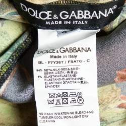 Pre Owned Dolce & Gabbana Black Floral Print Silk Top L