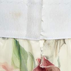 Pre Owned Dolce & Gabbana White Floral Print Silk Asymmetric Maxi Skirt M