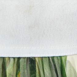 Pre Owned Dolce & Gabbana White Floral Print Silk Asymmetric Maxi Skirt M