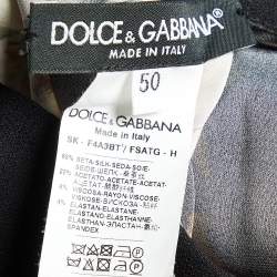 Pre Owned Dolce & Gabbana Black Floral Print Silk Blend Midi Skirt XL