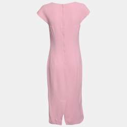 Pre Owned Dolce & Gabbana Pink Crepe Midi Sheath Dress S