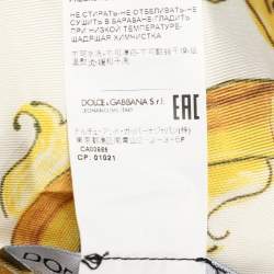 Pre Owned Dolce & Gabbana Yellow/White Majolica Print Silk Scarf Midi Dress S