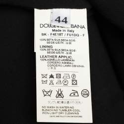 Pre Owned Dolce & Gabbana Black/Gold Silk Ruffled Midi Skirt M