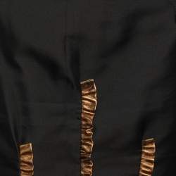 Pre Owned Dolce & Gabbana Black/Gold Silk Ruffled Midi Skirt M