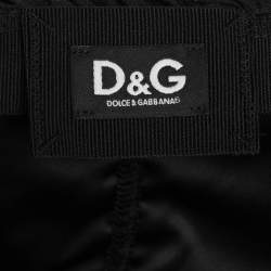 Pre Owned D&G Black Silk Ruched Detail Midi Skirt L
