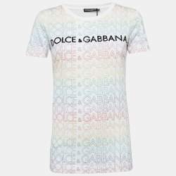 Pre Owned Dolce & Gabbana Multicolor Logo Print Cotton T-Shirt S