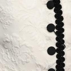 Pre Owned Dolce & Gabbana White/Black Floral Jacquard Cropped Vest S