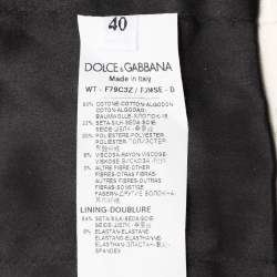 Pre Owned Dolce & Gabbana White/Black Floral Jacquard Cropped Vest S