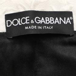 Pre Owned Dolce & Gabbana White/Black Floral Jacquard Cropped Vest S