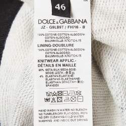 Pre Owned Dolce & Gabbana Grey Printed Cotton Knit Hoodie L