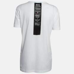 Pre Owned Dolce & Gabbana White Printed Cotton Knit T-Shirt S