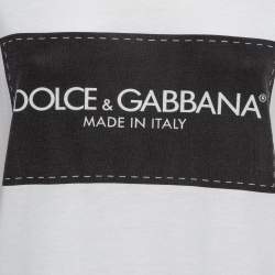Pre Owned Dolce & Gabbana White Printed Cotton Knit T-Shirt S