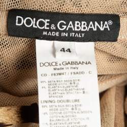 Pre Owned Dolce & Gabbana Leopard Print Stretch Silk Ruched Midi Dress M