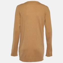 Pre Owned Dolce & Gabbana Camel Brown Cashmere Button Front Cardigan M