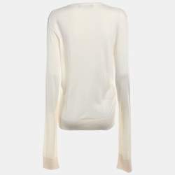 Dolce & Gabbana Cream Silk Knit Button Front Cardigan L