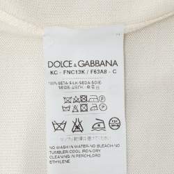Dolce & Gabbana Cream Silk Knit Button Front Cardigan L