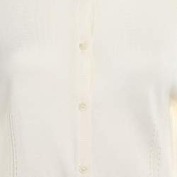 Dolce & Gabbana Cream Silk Knit Button Front Cardigan L